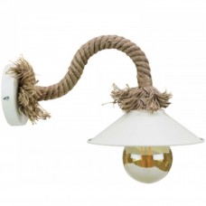 Απλίκα Τοίχου 1xE27 230V Λευκή με Σχοινί 43351-WH